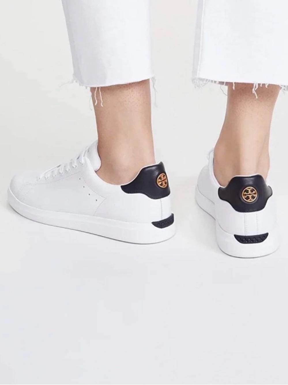 Tory Burch Howell Court leather sneakers Gold Logo Back White 8
